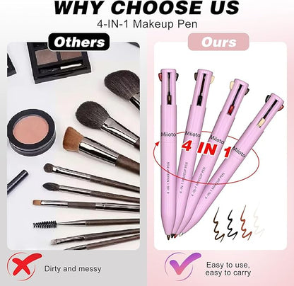 Lápiz 4 En 1 Para Maquillaje: Delineador de Ojos, Cejas, Labios y Rotulador Iluminador