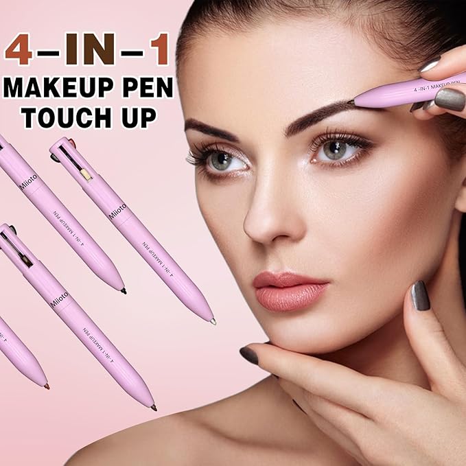 Lápiz 4 En 1 Para Maquillaje: Delineador de Ojos, Cejas, Labios y Rotulador Iluminador