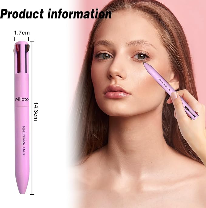 Lápiz 4 En 1 Para Maquillaje: Delineador de Ojos, Cejas, Labios y Rotulador Iluminador