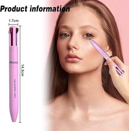 Lápiz 4 En 1 Para Maquillaje: Delineador de Ojos, Cejas, Labios y Rotulador Iluminador