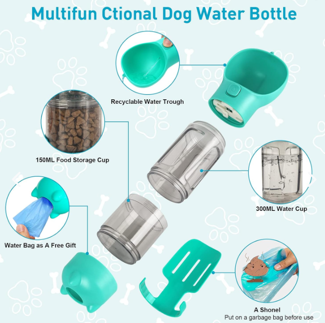 Botella De Agua Portátil 4 En 1 Para Mascotas