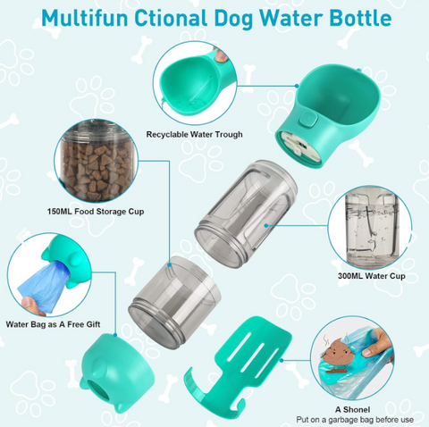 Botella De Agua Portátil 4 En 1 Para Mascotas