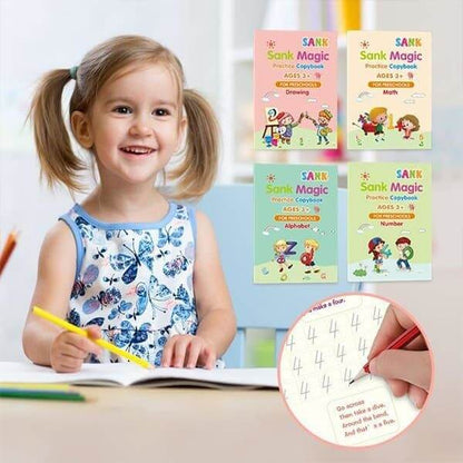 Set 4 cuadernos mágicos de caligrafía reutilizable